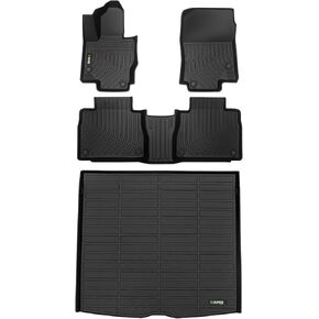 HAFIDI® Floor Mats & Cargo Liner Set Fit for 2020-2024 2025 Mercedes Benz GLE丨GLE 350丨GLE 450 (No for Coupe) All Weather Protection TPE Anti-Slip Car Full Set Floor Liners Custom Accessories - Black