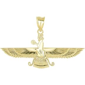 قلادة Claddagh Gold الأنيقة من الذهب الأصفر عيار 14 قيراطًا الفارسية Farvahar (2 جرام)
