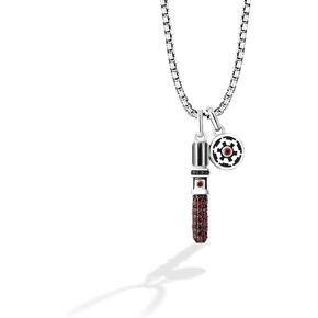 Jewelili Star Wars™ Fine Jewelry DARTH VADER™ WOMEN LIGHTSABER PENDANT in Sterling Silver and Black Enamel with Garnet, Black Spinel