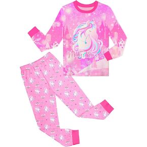 Sylfairy Girls Pajamas Set Sleepwear Rainbow Unicorn Pjs Toddler Long Sleeve Jammies Kids Sleepwear 3-12 Years