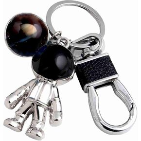 Solar System Planet with Robot Keychain Charms, Unique Spaceman Keychains for men women, Crystal Star Keychain