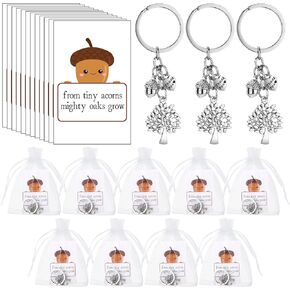 12 Sets Thank You Gifts for Christmas, Little Acorns Mighty Oaks Grow Acorn Keychains with Inspirational Cards and Gift Bags Christmas Stocking Stuffers for Employees Teacher Nurses Gifts