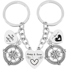 Long Distance Relationship Gifts Keychain - Christmas New Year Gift, Keychains for Couple Boyfriend Girlfriend Friends