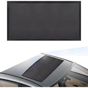 Pack-1 Car Sunroof Sunshade Cover, 39.3" x 25.5" Fine Mesh Design Breathable Dustproof Anti-Interference Protector, Heat Isolating Foldable Stay Cool Cover, Universal for Cars (Black)