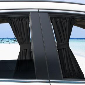 Car Curtains, 4pcs 50x40cm Car Side Window Sun Shade Adjustable Sunshade Drape Visor Valance Curtain for Window Heights Between 38-42cm