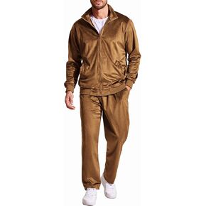 COOFANDY Men Fashion Velvet Velour Suit Set Pullover Jacket and Drawstring Pant 2 Piece