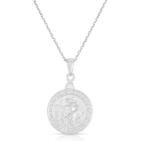 Savlano 925 Sterling Silver St Christopher Pendant Necklace - Traveler Protection Charm Chain for Women & Men Catholic Jewelry Comes in 15.5MM & 20MM with Gift Box- Made in Italy