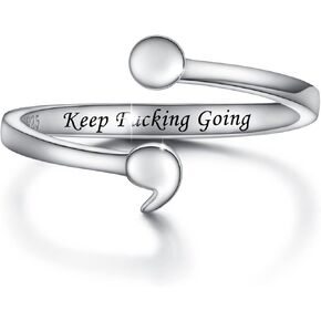 MANBU Sterling Silver Semicolon Ring for Women: I am Enough Keep Going Ring Engraved Inspirational Message Supporting Jewelry Gifts for Daughter Sister