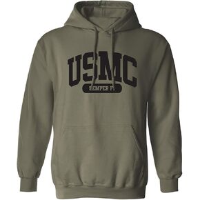 USMC Semper Fi Marines Hooded Sweatshirt in Military Green