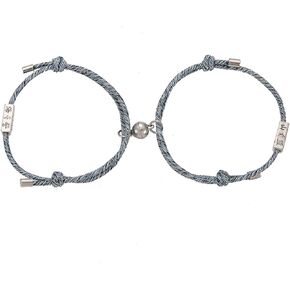 2PCS Matching Heart Bracelets for Couples Long Distance Couple Bracelets for Women Men Best Friends Relationship Gifts Matching Couples Stuff Jewelry