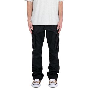 mnml Men's B449 Leather Cargo Flare Pants