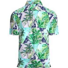 Alex Vando Mens Hawaiian Golf Shirt Moisture Wicking Digital Print Golf Shirts for Men