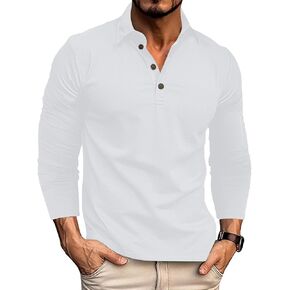 Uni Clau Mens Polo Shirts Casual Knit Sweater Polo Shirts Fashion Long Sleeve Collared Golf Polo T Shirts