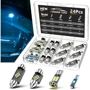 24PCS LED Interior Car Lights, Extremely Bright 6500K White LED Bulb Kit, Applicable to Dome Map Door Lights and Other Parts Replacement for Your Cars, to Help You See Inside The Car at Night