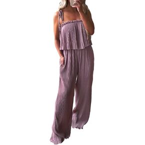 2024 Jumpsuits for Women Casual Jumpers Summer Rompers Sleeveless Loose Wide Leg Overalls