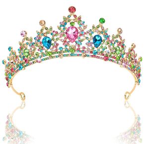 CIEHER Green Crown Crystal Tiaras for Women Queen Crown Princess Crowns for Women Green Tiara for Birthday Party Wedding Halloween