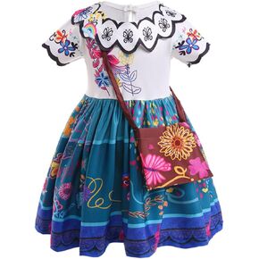 COTRIO Madrigal Family Mirabel Dress Isabella Dress Up Luisa Costume for Girls Halloween Cosplay Outfits Princess Dresses