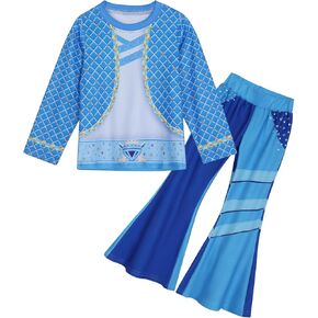 WonderBabe Girls Descendants Red Costume Kids Two-Piece Outfits Chloe Movie Christmas Birthday Party Dress Up Clothes