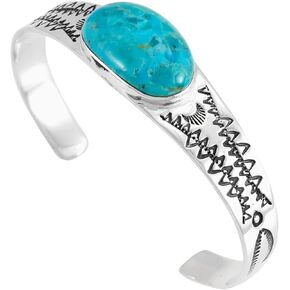 Turquoise Bracelet Sterling Silver 925 Genuine Turquoise Cuff Bracelet