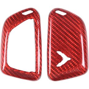 Real Carbon Fiber Key Fob Case Cover Fit for Chevrolet Corvette C8 2020-2025, Key Fob Cover, Car Smart Remote Key Case Cover Trim (Red)