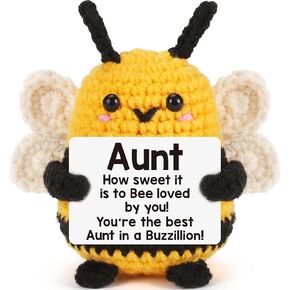 Aunt Christmas Birthday Stocking Stuffers for Auntie Valentines Mothers Day Unique Aunt Gifts from Niece/Nephew, Handmade Positive Crochet Bee Thoughtful Inspirational Cheer Up Gifts Aunt Mother's Day