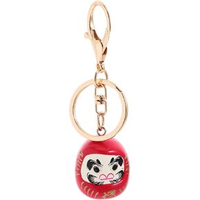 Holibanna Good Luck Daruma Keychain Fortune Doll Key Ring Japanese Luck Wealth Fortune Mascot Pendants Daruma Charms for Purse Souvenir Red