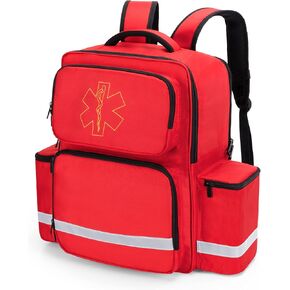 Trunab Emergency Medical Backpack 50L Responder Trauma Bag for EMT, Home Care, Red