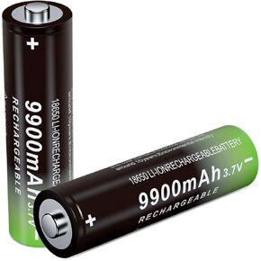 18650 Rechargeable Battery 8 Pack 3.7v 9900mAh Li-ion Batteries for Flashlight Headlamp (Button Top)