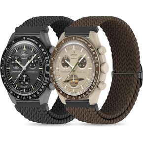 Braided Bands for Moonswatch Watch,20mm Stretchy Nylon Band,Compatible with Omega X Swatch Moonswatch Speedmaster 20mm Watch,Swatch Omega Moonswatch Speedmaster Watch Replacement Strap for Women Men in Kuwait