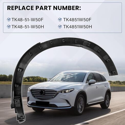 TK4851W50F Rear Wheel Fender Flares Molding Trim Compatible with Mazda CX-9 2016 2017 2018 2019 2020 2021 2022 2023 Wheel Arch Opening Molding TK48-51-W60H TK4851W60H TK48-51-W60F(Rear Right Side) in Saudi Arabia