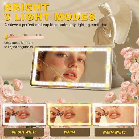 BUMBEE Car Sun Visor Vanity Mirror Car Vanity Mirror With 3 Light Modes Rechargeable Rear View Mirror Dimmable Touch Control Travel Makeup Mirror for Car Truck SUV Black in Saudi Arabia