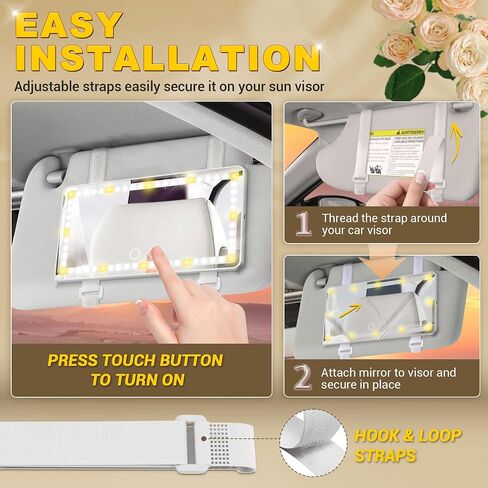 BUMBEE Car Sun Visor Vanity Mirror Car Vanity Mirror With 3 Light Modes Rechargeable Rear View Mirror Dimmable Touch Control Travel Makeup Mirror for Car Truck SUV Black in Saudi Arabia
