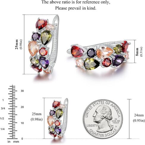 Rose Gold Hoop Earring for Women Multicolored Crystal Earring Sterling Silver Multi Gemstone Earrings Amethyst Ruby Sapphire Garnet Earring for Fashion Jewelry Ideal Valentine's Day in Saudi Arabia