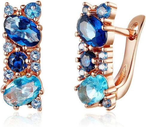 Rose Gold Hoop Earring for Women Multicolored Crystal Earring Sterling Silver Multi Gemstone Earrings Amethyst Ruby Sapphire Garnet Earring for Fashion Jewelry Ideal Valentine's Day in Saudi Arabia