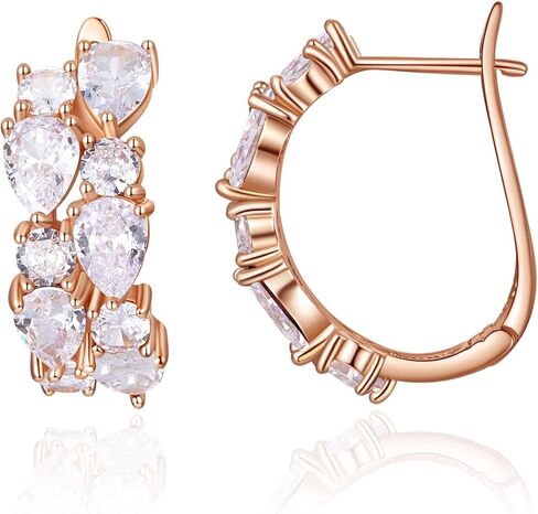 Rose Gold Hoop Earring for Women Multicolored Crystal Earring Sterling Silver Multi Gemstone Earrings Amethyst Ruby Sapphire Garnet Earring for Fashion Jewelry Ideal Valentine's Day in Kuwait