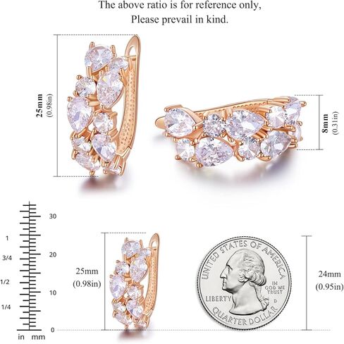 Rose Gold Hoop Earring for Women Multicolored Crystal Earring Sterling Silver Multi Gemstone Earrings Amethyst Ruby Sapphire Garnet Earring for Fashion Jewelry Ideal Valentine's Day in Kuwait