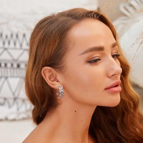 Rose Gold Hoop Earring for Women Multicolored Crystal Earring Sterling Silver Multi Gemstone Earrings Amethyst Ruby Sapphire Garnet Earring for Fashion Jewelry Ideal Valentine's Day in Kuwait