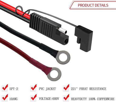 10AWG SAE to Alligator Clips,Battery Alligator Clip to SAE Connector Extension Cable,2Pin Quick Disconnect Battery Clamp Cable for Motorcycle Car,with 5 Fuse(10FT) in Saudi Arabia