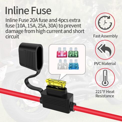 10AWG SAE to Alligator Clips,Battery Alligator Clip to SAE Connector Extension Cable,2Pin Quick Disconnect Battery Clamp Cable for Motorcycle Car,with 5 Fuse(10FT) in Saudi Arabia