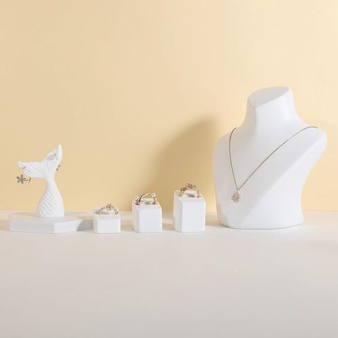 GemeShou 3pcs White Ring Cone Display Stand for Selling, Gypsum Jewelry Ring display holder, 3D Gypsum Square Jewelry ring slots for Home Decor【Gypsum Square ring holder-3pcs】 in Saudi Arabia