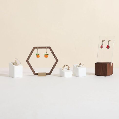 GemeShou 3pcs White Ring Cone Display Stand for Selling, Gypsum Jewelry Ring display holder, 3D Gypsum Square Jewelry ring slots for Home Decor【Gypsum Square ring holder-3pcs】 in Saudi Arabia