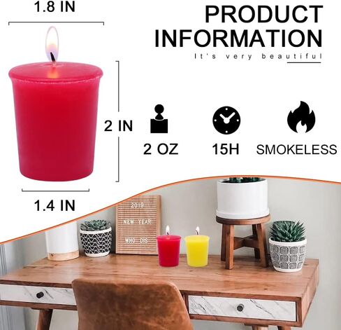 Scented Votive Candles for Home Decoration, 2 Inches Aromatherapy Candle Set with 6 Fragrances - Apple&Cinnamon, Jasmine, Eucalyptus, Lavender, Wolfberry&Blood Orange, Passion Fruit in Saudi Arabia