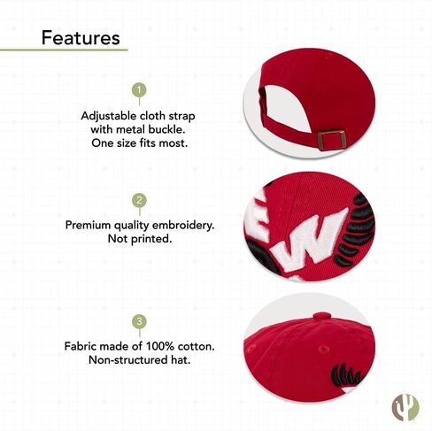 Desert Cactus Eastern Washington University Baseball Hat EWU Eagles Brimmed Embroirderd Cap Adjustable Cloth Strap Adult (Style B) Black in Saudi Arabia