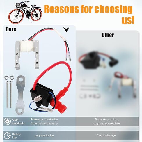 High Performance 2-Wire Magneto Coil + CDI Ignition Coil Compatible with 49cc - 50cc 60cc 66cc 80cc 2-stroke Engines Motorized Bicycle Motor Bike ATV Quad Scooter in Kuwait