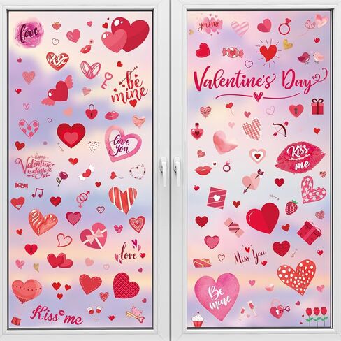 Valentine's Day Window Clings PVC Window Glass Decal Care Bears for Valentines Day Decorations Party Home, Wedding, Anniversary Decorations Indoor & Outdoor Use, Reusable (9 Sheets) in Kuwait