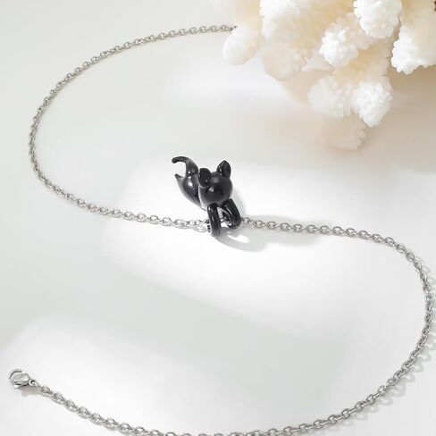 Black Cat Hand Blown Glass Black Kitty Necklace and Pendant Handmade Glass Pendant in Saudi Arabia