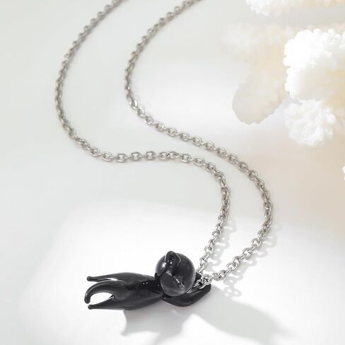 القط الأسود اليد الزجاج المنفوخ قلادة كيتي السوداء وقلادة الزجاج اليدوية قلادة in Kuwait