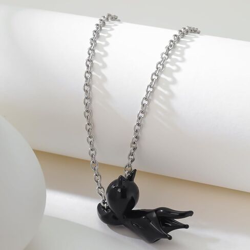 القط الأسود اليد الزجاج المنفوخ قلادة كيتي السوداء وقلادة الزجاج اليدوية قلادة in Kuwait