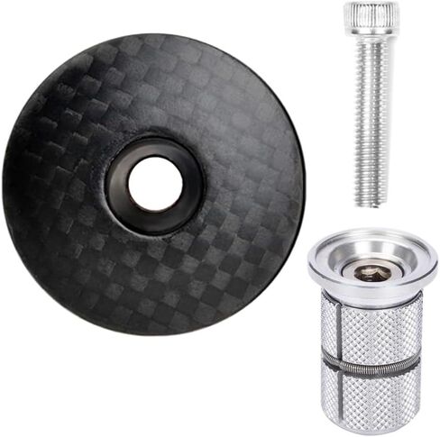 BUCKLOS Bike Headset Top Cap and Expander Plug, Fits 1-1/8" Fork Stems, Aluminum Alloy Top Cap with Screw (Black) in Saudi Arabia