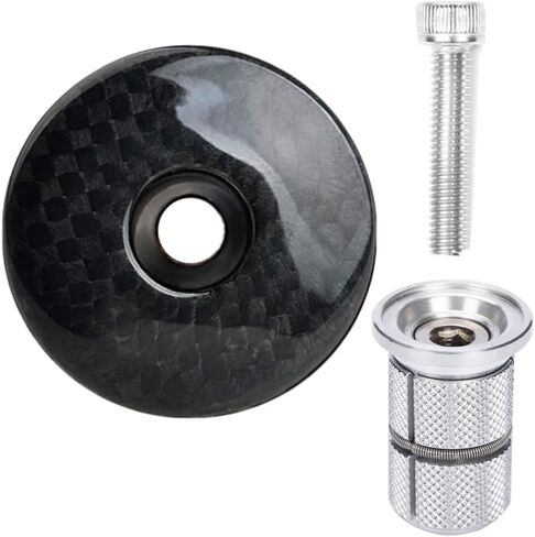 BUCKLOS Bike Headset Top Cap and Expander Plug, Fits 1-1/8" Fork Stems, Aluminum Alloy Top Cap with Screw (Black) in Saudi Arabia
